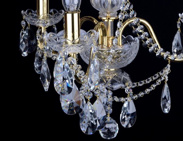 DBK GLASS 3 Arms gold brass crystal chandelier with cut crystal almonds 5040-3-S