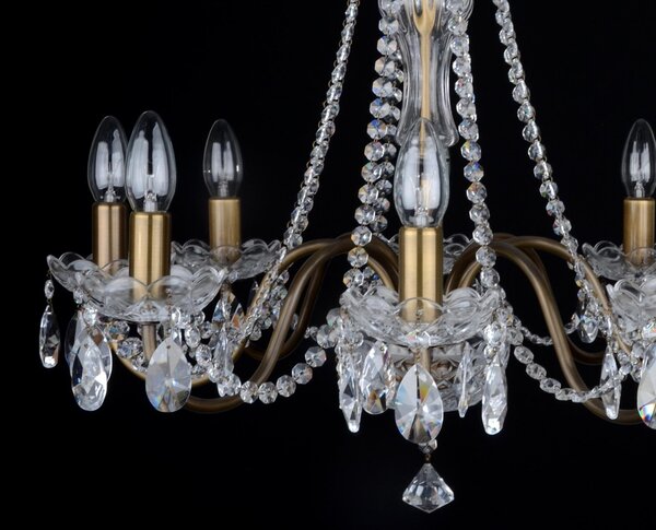 DBK GLASS 8 Arms plain crystal chandelier with cut crystal almonds ANTIK 5010-8-PT
