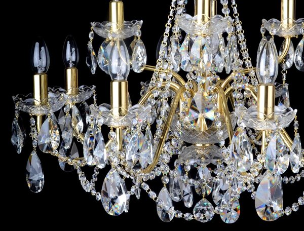 DBK GLASS 12 Arms gold brass crystal chandelier with cut crystal almonds 5040-8+4-S