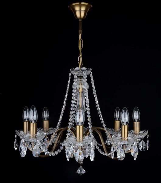 DBK GLASS 8 Arms plain crystal chandelier with cut crystal almonds ANTIK 5010-8-PT