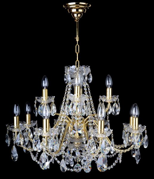 DBK GLASS 12 Arms gold brass crystal chandelier with cut crystal almonds 5040-8+4-S