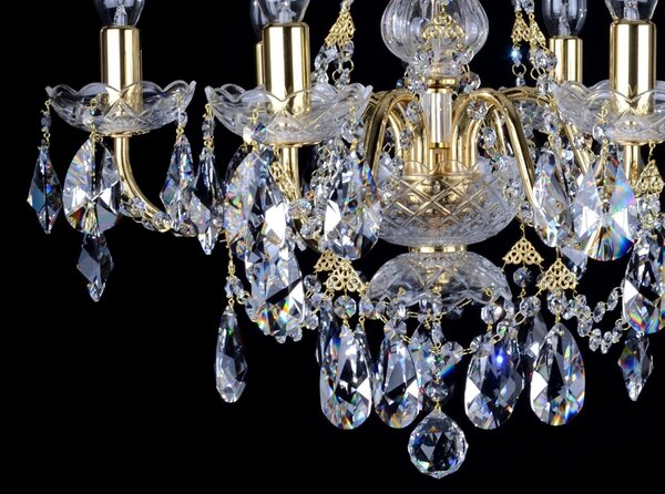 DBK GLASS 6-ti ramenný křišťálový lustr s trubkovými rameny zdobený ověsy Swarovski 5040-6-Swarovski-S