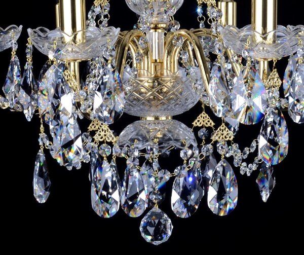 DBK GLASS 6-ti ramenný křišťálový lustr s trubkovými rameny zdobený ověsy Swarovski 5040-6-Swarovski-S
