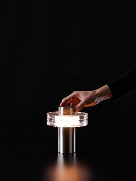 Luxusní přenosná lampa BOMMA Ollo, IP44 Barva: Čirá / kartáčovaný antracit