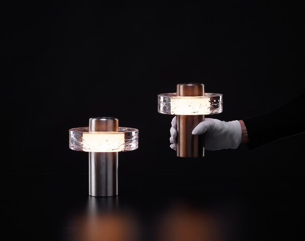 Luxusní přenosná lampa BOMMA Ollo, IP44 Barva: Čirá / kartáčovaný antracit