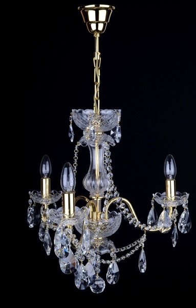 DBK GLASS 3 Arms gold brass crystal chandelier with cut crystal almonds 5040-3-S