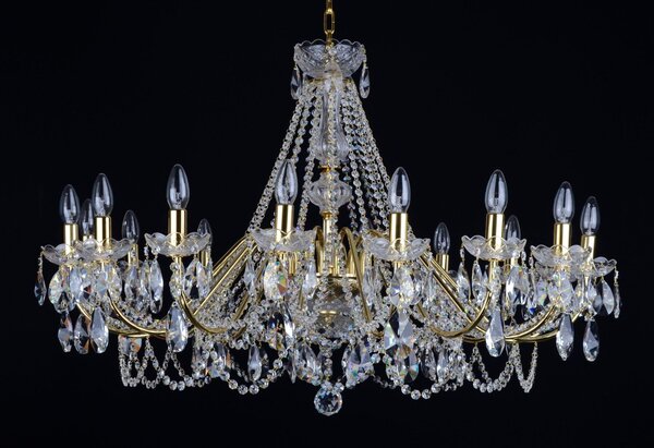 DBK GLASS 16 Arms gold brass crystal chandelier with cut crystal almonds 5040-16-S