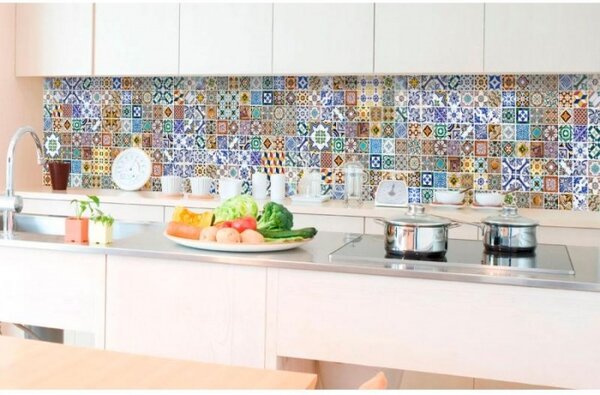 DIMEX | Fototapeta do kuchyně Portugalské kachličky KI-350-097 | 350 x 60 cm | vícebarevná