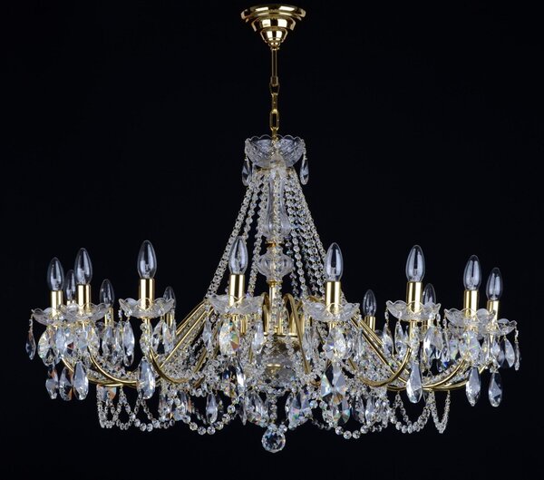 DBK GLASS 16 Arms gold brass crystal chandelier with cut crystal almonds 5040-16-S