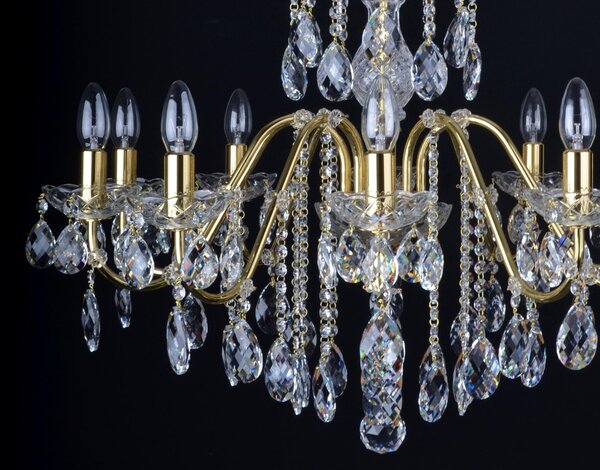 DBK GLASS 10 Arms gold brass crystal chandelier with cut crystal almonds 5050-10-S
