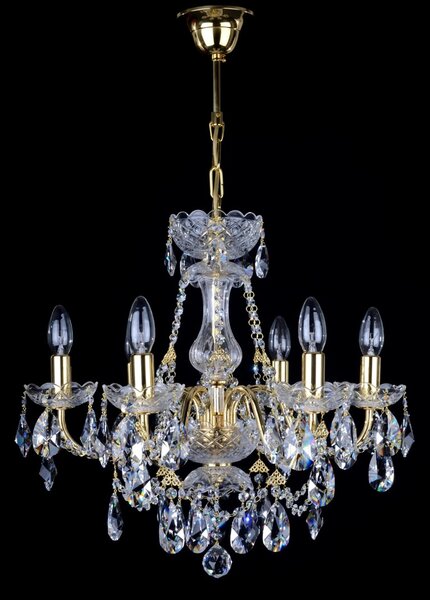 DBK GLASS 6-ti ramenný křišťálový lustr s trubkovými rameny zdobený ověsy Swarovski 5040-6-Swarovski-S