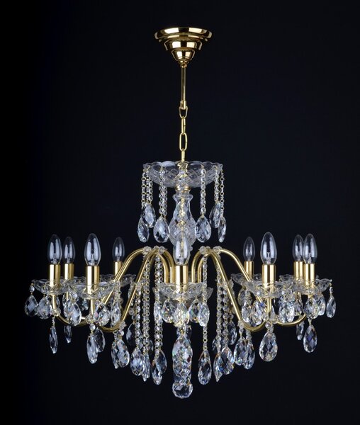 DBK GLASS 10 Arms gold brass crystal chandelier with cut crystal almonds 5050-10-S