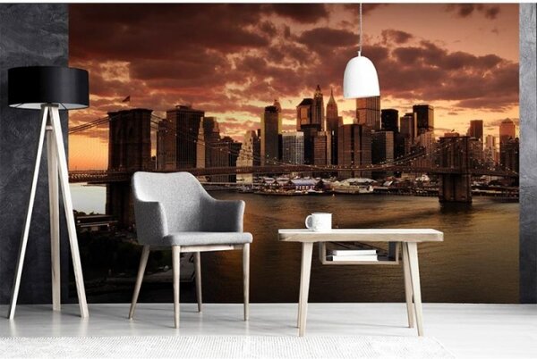 DIMEX | Vliesové fototapety na zeď New York MS-5-0002 | 375 x 250 cm| oranžová, hnědá