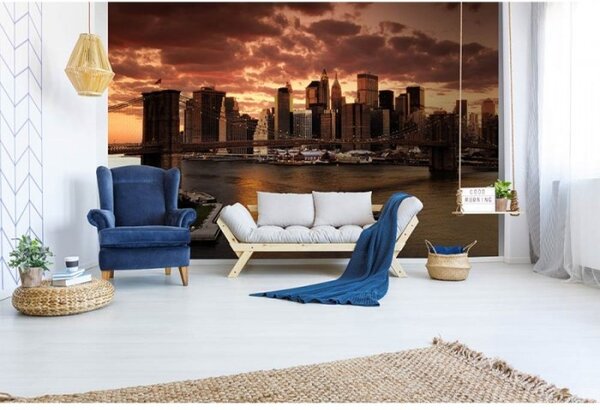 DIMEX | Vliesové fototapety na zeď New York MS-5-0002 | 375 x 250 cm| oranžová, hnědá