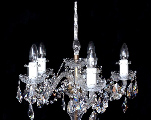 DBK GLASS 5 arms crystal table lamp with Swarovsky crystal almonds - ANTIK brass SE-1740-5-Swarovski PT