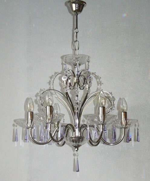 DBK GLASS 6 Arms plain crystal chandelier with cut crystal hhoves 5172-6-NKH