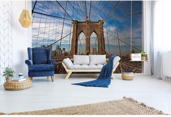 DIMEX | Vliesové fototapety na zeď Brooklynský most MS-5-0005 | 375 x 250 cm| modrá, bílá, hnědá