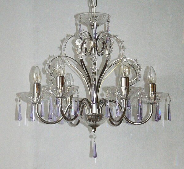 6 Arms plain crystal chandelier with cut crystal hhoves