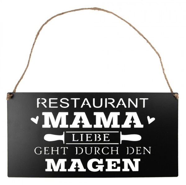 Černá kovová cedule s průřezy Restaurant Mama 40x20 cm