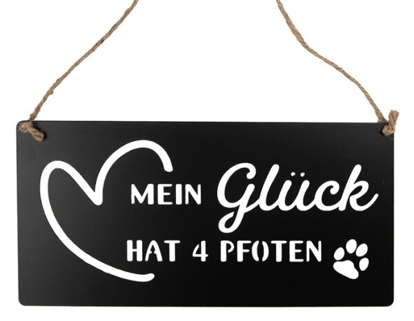 Černá kovová cedule s průřezy Šťastné tlapky 30x15 cm