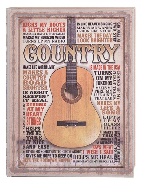 Sada 3 ks úložných boxů ve tvaru knihy s country motivem – 27x22 cm / 22x17 cm / 17x12 cm