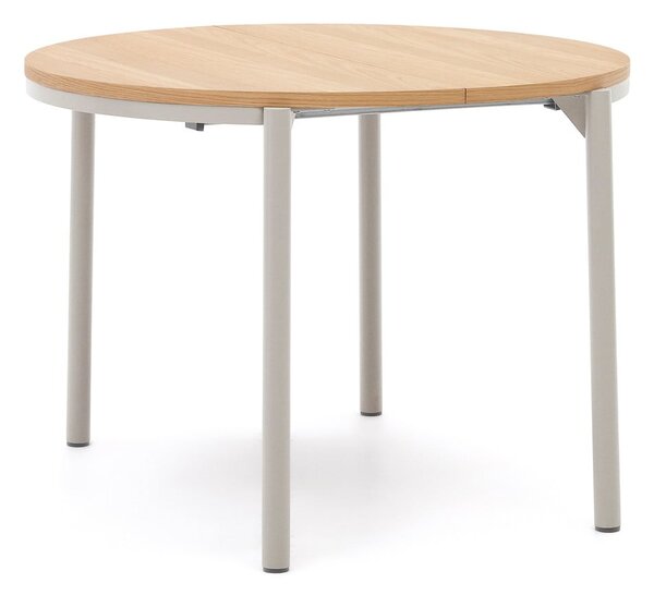 Kulatý rozkládací jídelní stůl s deskou v dubovém dekoru v přírodní barvě ø 90 cm Montuiri – Kave Home
