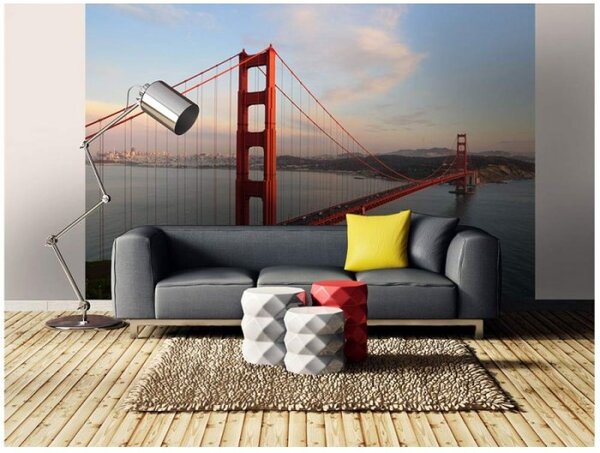 DIMEX | Vliesové fototapety na zeď Most Golden Gate MS-5-0015 | 375 x 250 cm| červená, modrá, hnědá