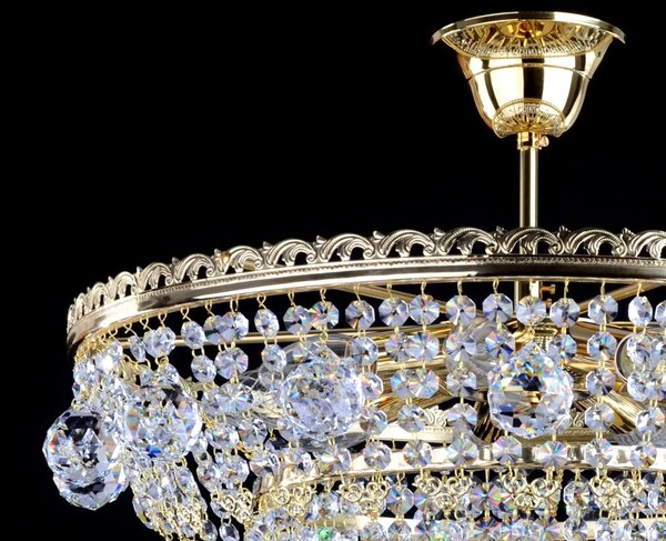 DBK GLASS 9 Bulbs basket crystal chandelier with cut crystal balls - Swarovski trimmings 7000-9-Swarovski-S