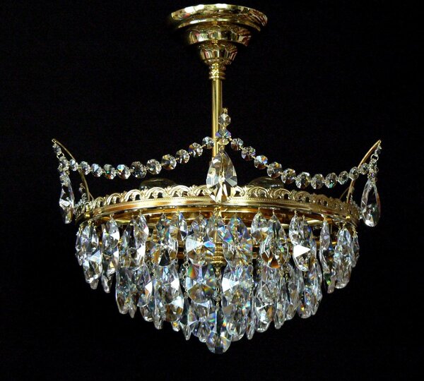DBK GLASS 6 Bulbs basket crystal chandelier with cut crystal almonds 7132-6-Sdia510mm
