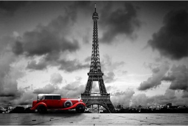 Fototapeta - Retro auto v Paříží 375x250 + zdarma lepidlo