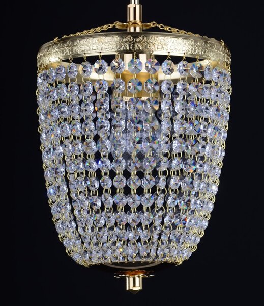 DBK GLASS 1 Bulb basket crystal chandelier with cut Strass crystal chains 7410-1-S
