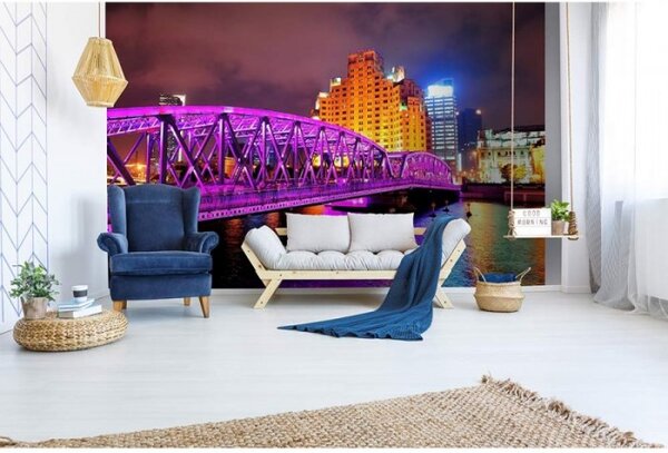 DIMEX | Vliesové fototapety na zeď Shangai MS-5-0022 | 375 x 250 cm| fialová, žlutá, vícebarevná