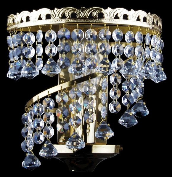 DBK GLASS 1-žárovkové štrasové nástěnné světlo ve tvaru spirály s diamantovými ověsy N-7140-1-S