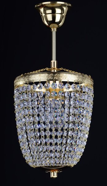 DBK GLASS 1 Bulb basket crystal chandelier with cut Strass crystal chains 7410-1-S