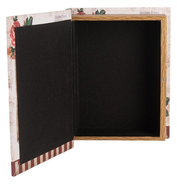 Sada 3 ks úložných boxů ve tvaru knihy s romantickým motivem kola a růžemi – 27x22 cm / 22x17 cm / 17x12 cm