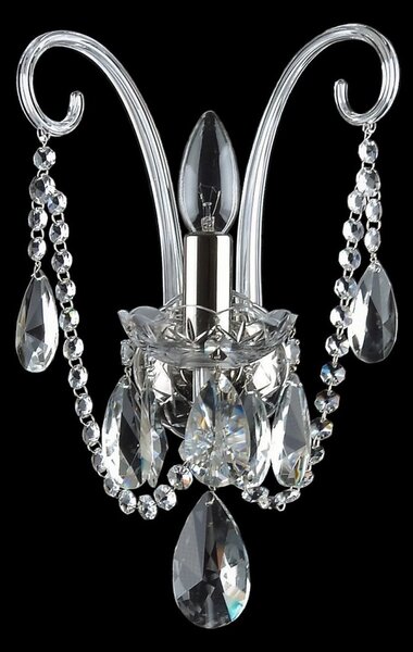 DBK GLASS 1-ramenné stříbrné nástěnné světlo s broušenými vachtlemi a moderním hlubokým brusem N-1710-1-NK
