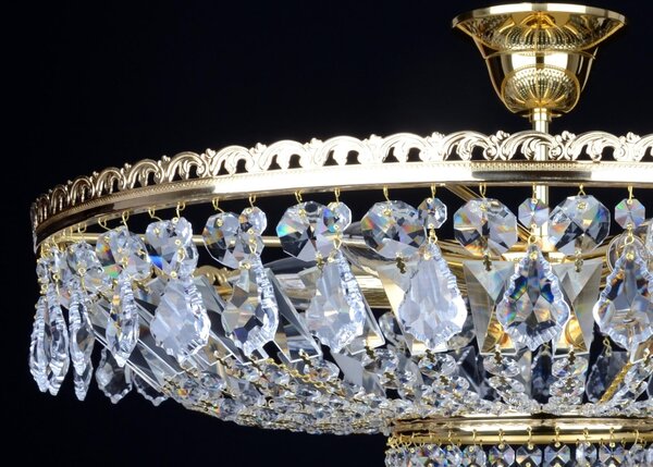DBK GLASS 6 Bulbs silver basket crystal chandelier with pendalogue crystals 7080-6-P-dia600mm
