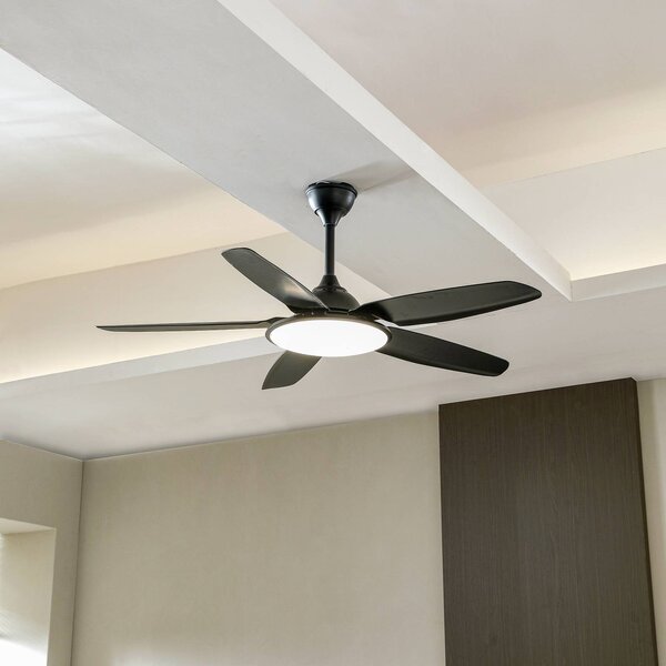 Lucande Stropní ventilátor LED Divian, černý, DC, tichý,, Černá, Obývací pokoj / jídelna, kov, Moderní