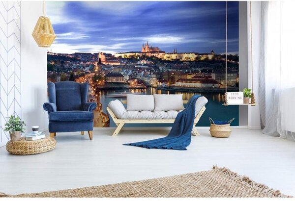 DIMEX | Vliesové fototapety na zeď Praha MS-5-0031 | 375 x 250 cm| modrá, žlutá, béžová