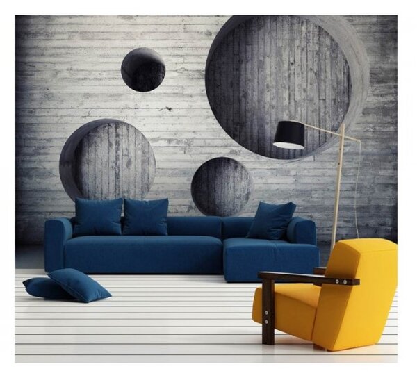 DIMEX | Vliesové fototapety na zeď 3D Geometrické pozadí MS-5-0038 | 375 x 250 cm| šedá