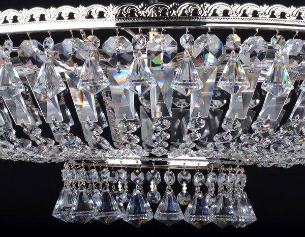DBK GLASS 6 Bulbs glittering silver basket crystal chandelier with diamond-shaped crystals 7080-6-dia600mm-NK