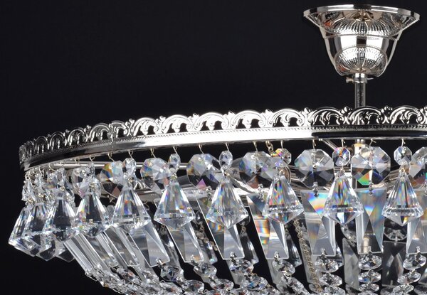 DBK GLASS 6 Bulbs glittering silver basket crystal chandelier with diamond-shaped crystals 7080-6-dia600mm-NK