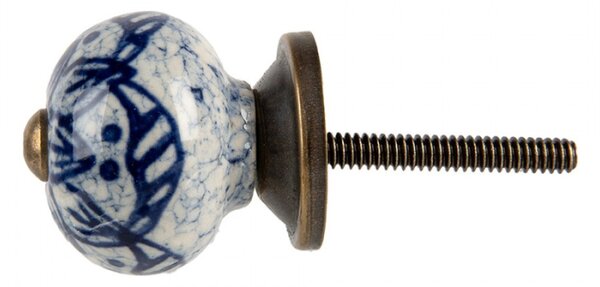 Modro-bílá keramická úchytka Roesia – 3x3 cm