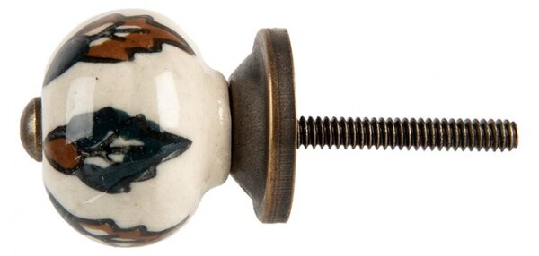 Hnědo-béžová keramická úchytka Medieval – 3x3 cm