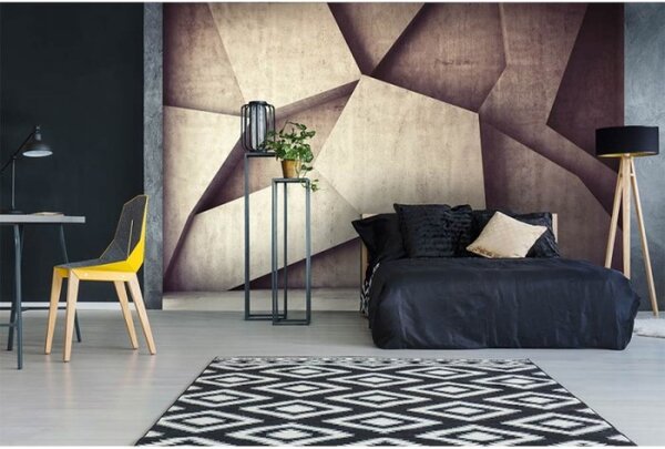 DIMEX | Vliesové fototapety na zeď 3D betonové pozadí MS-5-0037 | 375 x 250 cm| béžová
