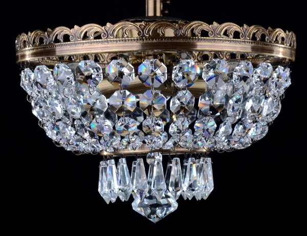 DBK GLASS 2 Bulbs brown stained basket crystal chandelier with cut drops 7121-2-PT