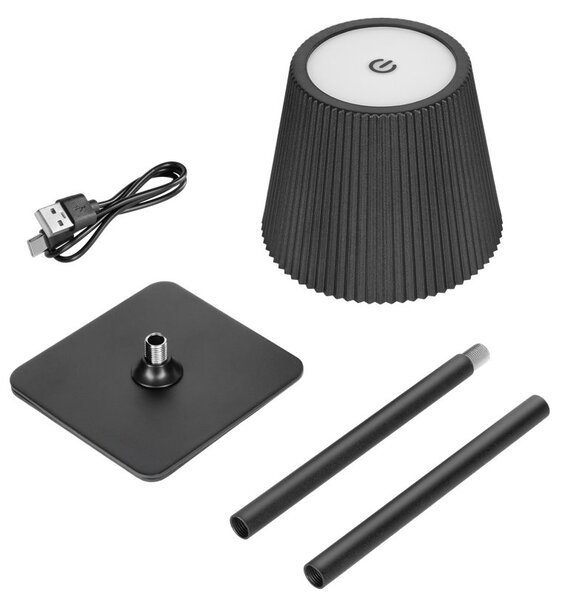 Stolní lampa REBEL RB-6304-B , dotyková, regulace, USB-C, černá