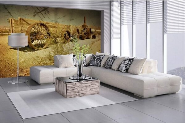 DIMEX | Vliesové fototapety na zeď Starý vagón MS-5-0058 | 375 x 250 cm| béžová