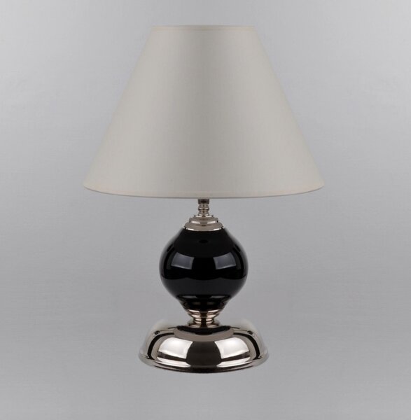 DBK GLASS Černá stolní skleněná lampa s jednou žárovkou a bílým širmem SE-0470-1-NKK