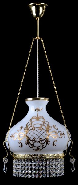 DBK GLASS Bílý lustr do ložnice zdobený českým vysokým smaltem Bohemia 9010-1-RFD